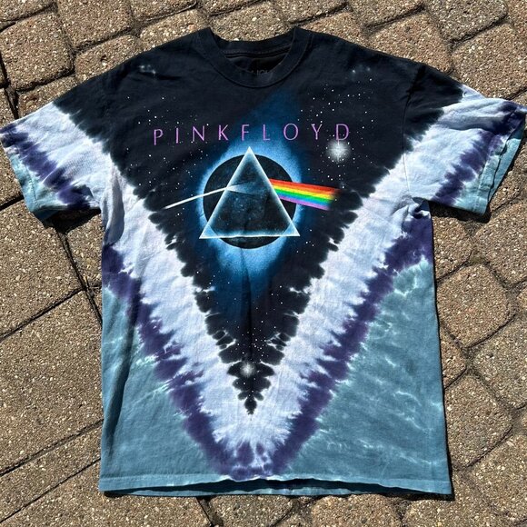 Vintage Pink Floyd Dark Side Of The Moon AOP Tie Dye Sz L 2005 Liquid Blue - Picture 1 of 9